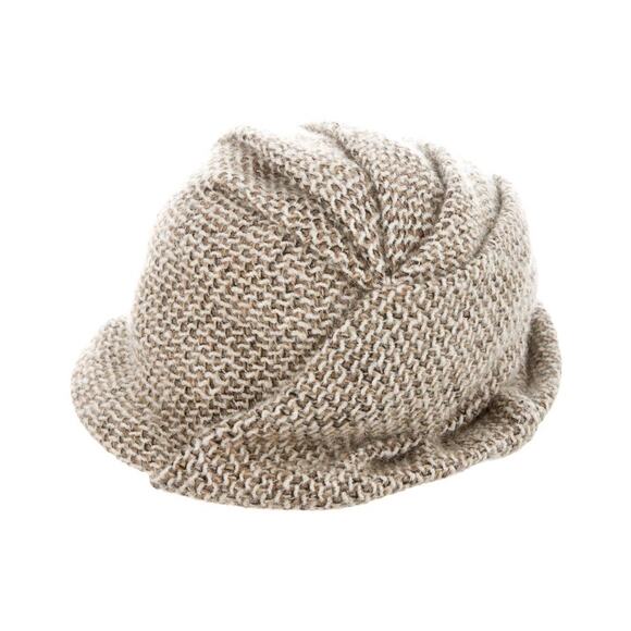 Vintage CHANEL Tweed City Hat Wool Tan Cloche 57 Luxury Old Money - Picture 2 of 11